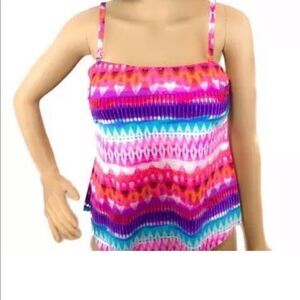 24 & Ocean Multicolored Tankini Swimsuit Top S